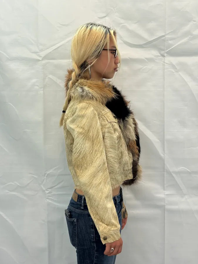 FW2001 Roberto Cavalli Fox Fur Leopard Denim Jacket NNaNURl 4