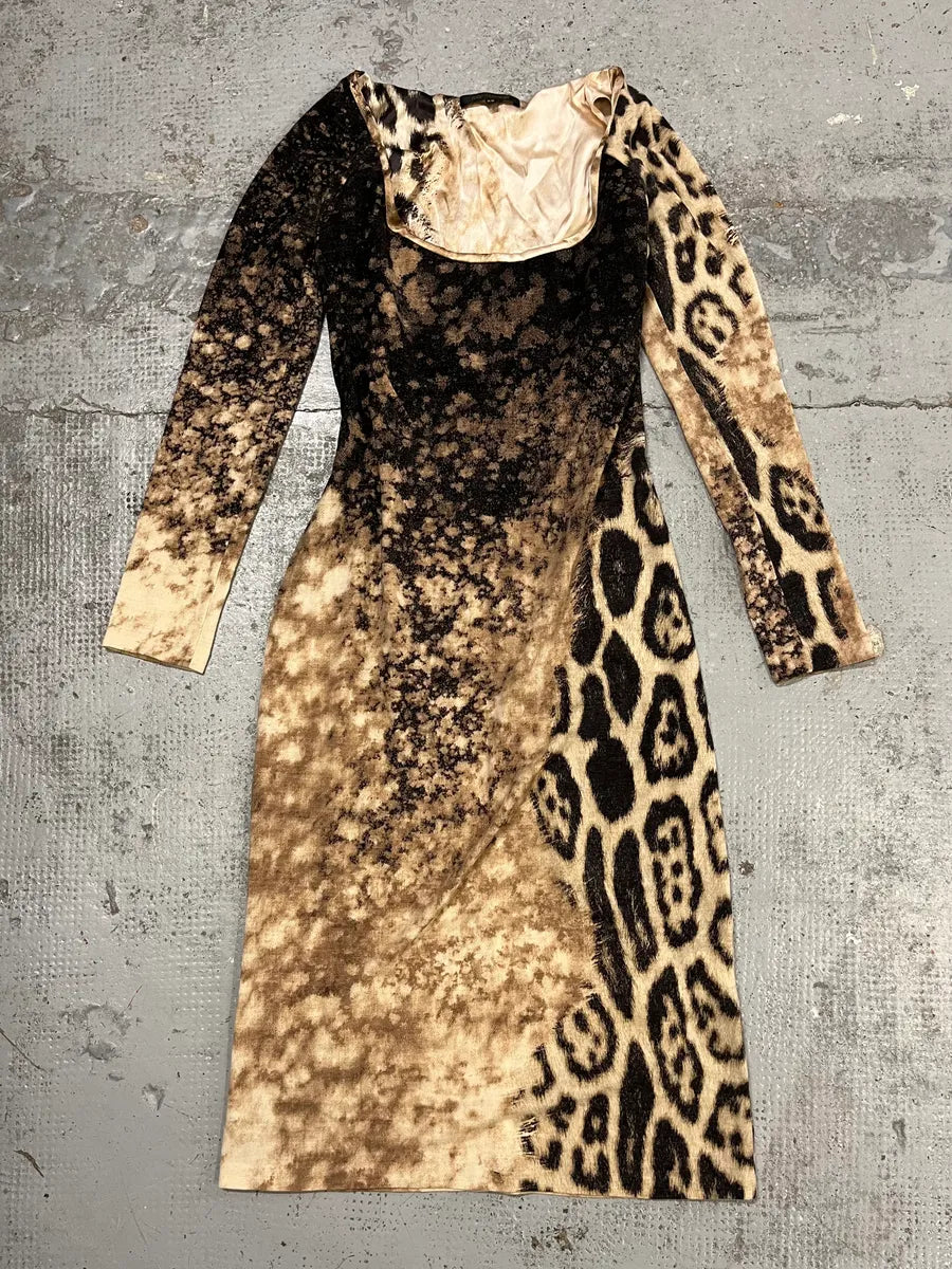 FW2001 Roberto Cavalli Gradient Leopard Dress AiudWiH 0