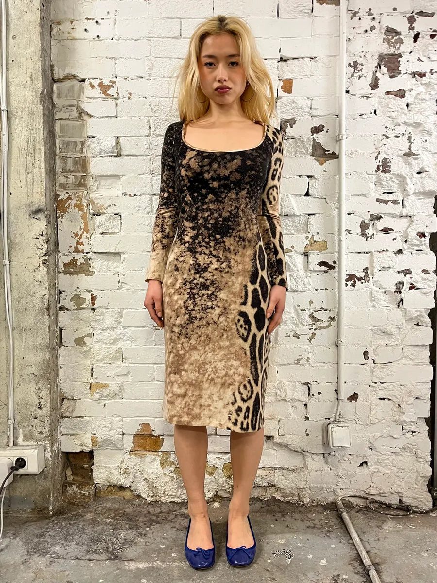 FW2001 Roberto Cavalli Gradient Leopard Dress AiudWiH 1