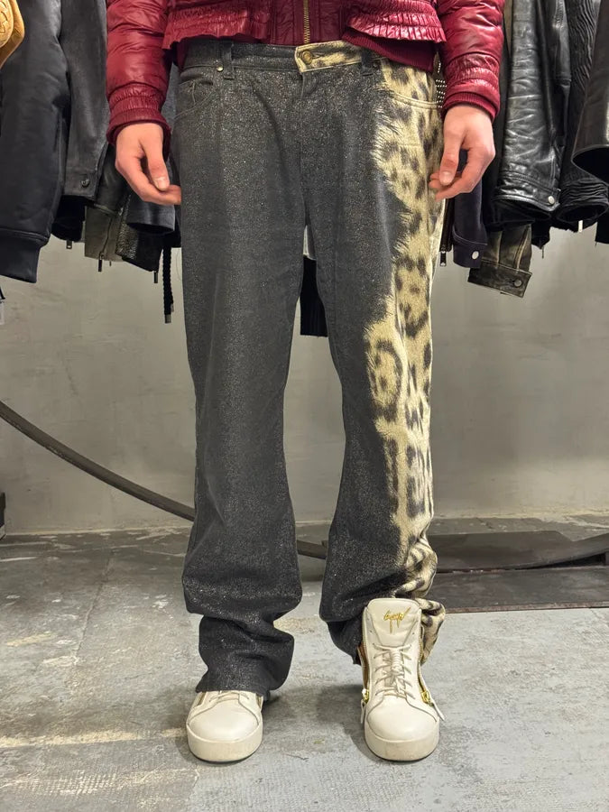 FW2001 Roberto Cavalli Leopard Black Gradient Pants egoBDOi 1