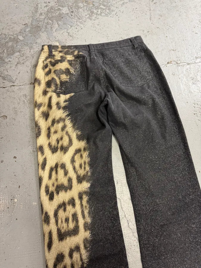 FW2001 Roberto Cavalli Leopard Black Gradient Pants egoBDOi 2