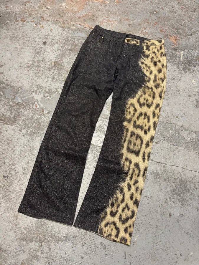 FW2001 Roberto Cavalli Leopard Black Gradient Pants egoBDOi 7