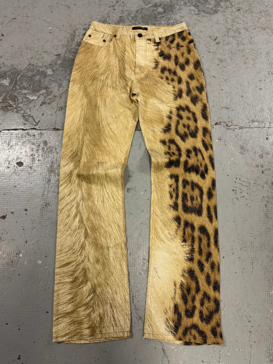 FW2001 Roberto Cavalli Leopard Fur Beige Pants flbLFuT 0