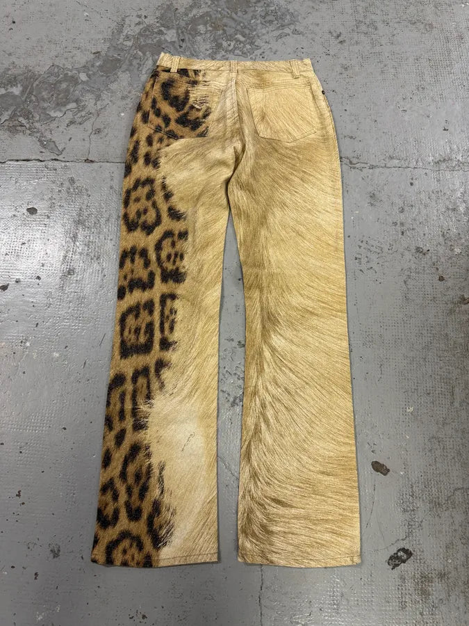 FW2001 Roberto Cavalli Leopard Fur Beige Pants flbLFuT 6