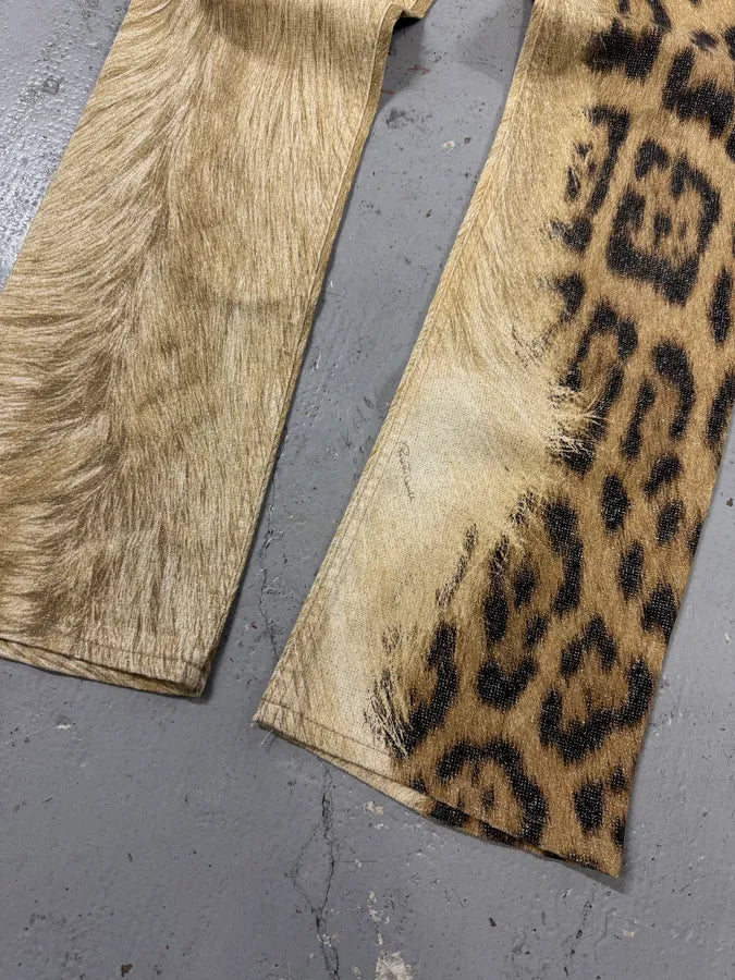 FW2001 Roberto Cavalli Leopard Fur Beige Pants flbLFuT 8