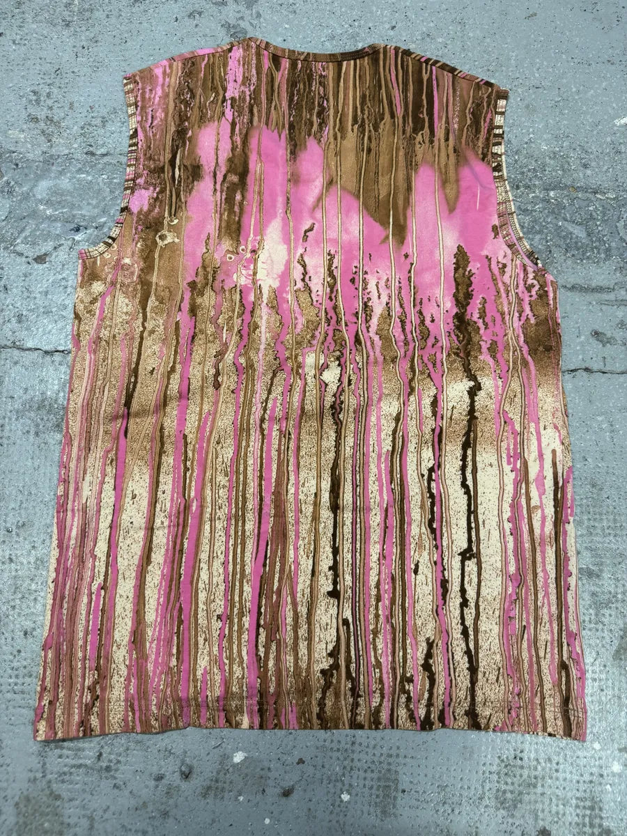 FW2001 Roberto Cavalli Pink Abstract Painted Tank Top lKXwYXp 1
