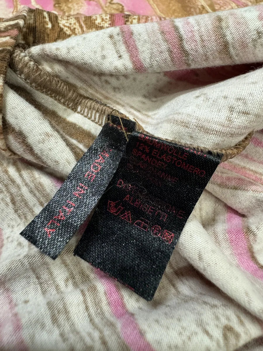 FW2001 Roberto Cavalli Pink Abstract Painted Tank Top lKXwYXp 5