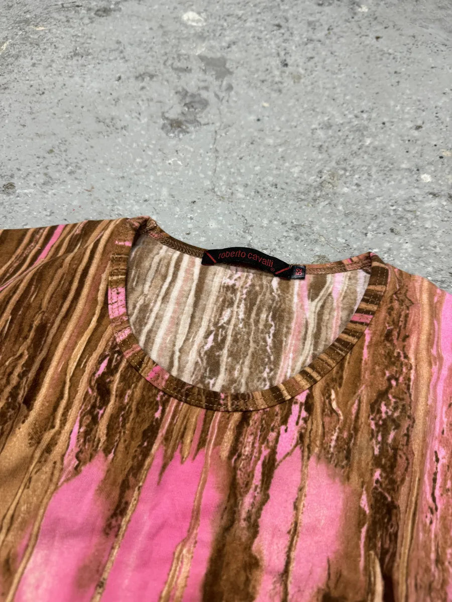 FW2001 Roberto Cavalli Pink Abstract Painted Tank Top lKXwYXp 7
