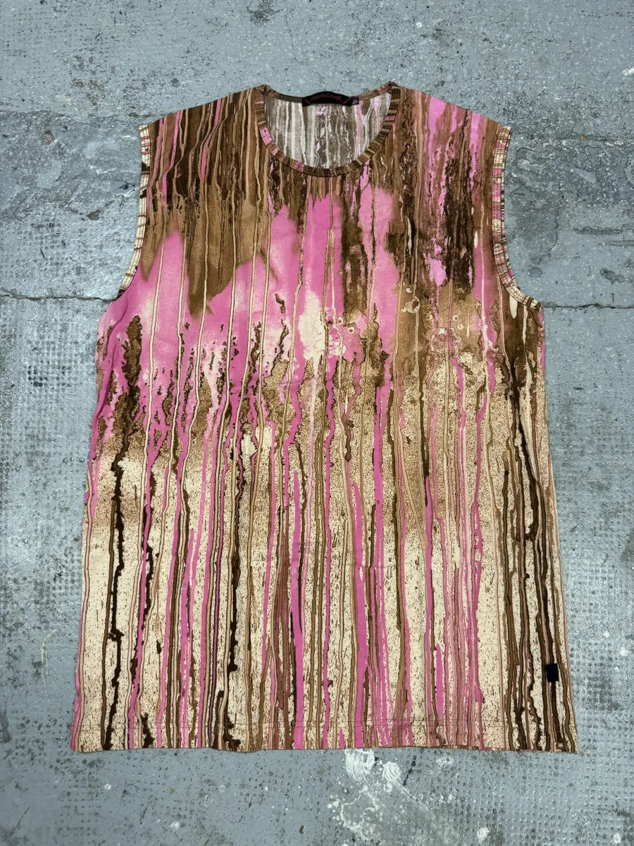 FW2001 Roberto Cavalli Pink Abstract Painted Tank Top lKXwYXp 9