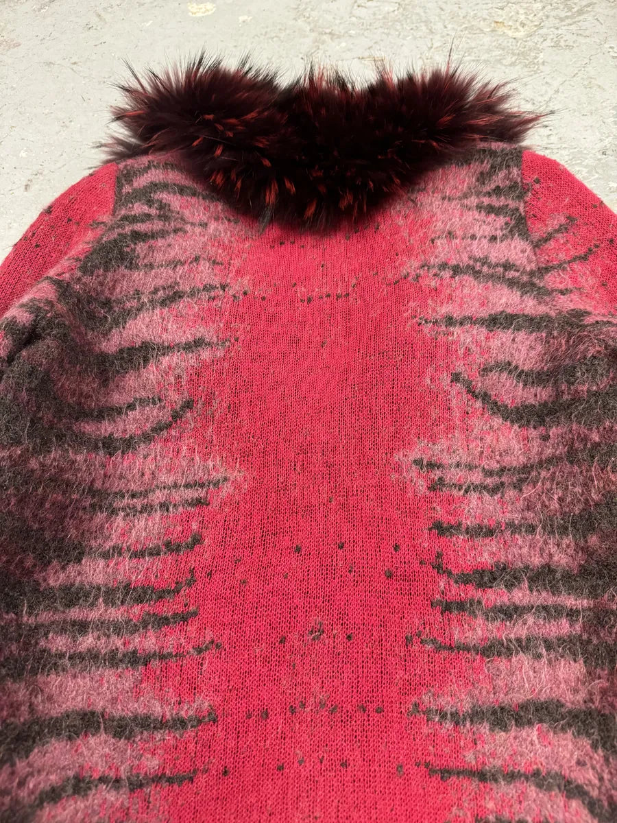 FW2001 Roberto Cavalli Red Zebra Savage Devil Fur Cardigan (M/L) tlTHerD 2