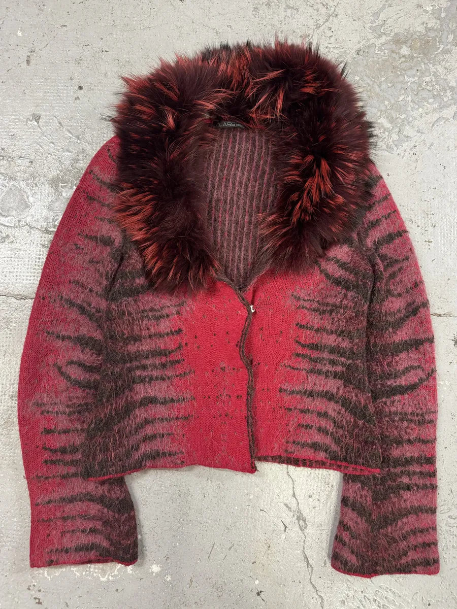 FW2001 Roberto Cavalli Red Zebra Savage Devil Fur Cardigan (M/L) tlTHerD 4