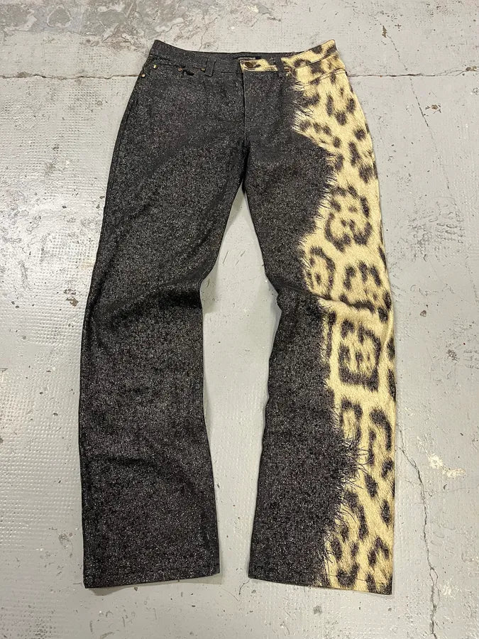 FW2001 Roberto Cavalli Shinny Faux Fur Leopard Pants TDdsVBc 0