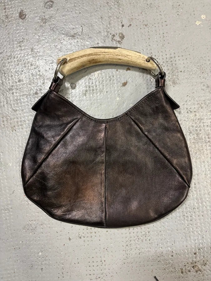 FW2001 Yves Saint Laurent Mini Mombasa Horn Oil Spill Black Leather Bag VDQMtZH 3
