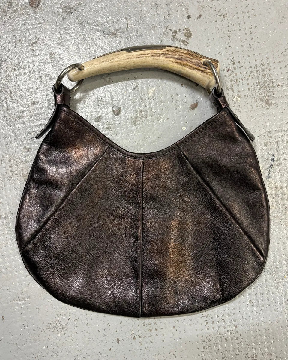 FW2001 Yves Saint Laurent Mini Mombasa Horn Oil Spill Black Leather Bag VDQMtZH 0