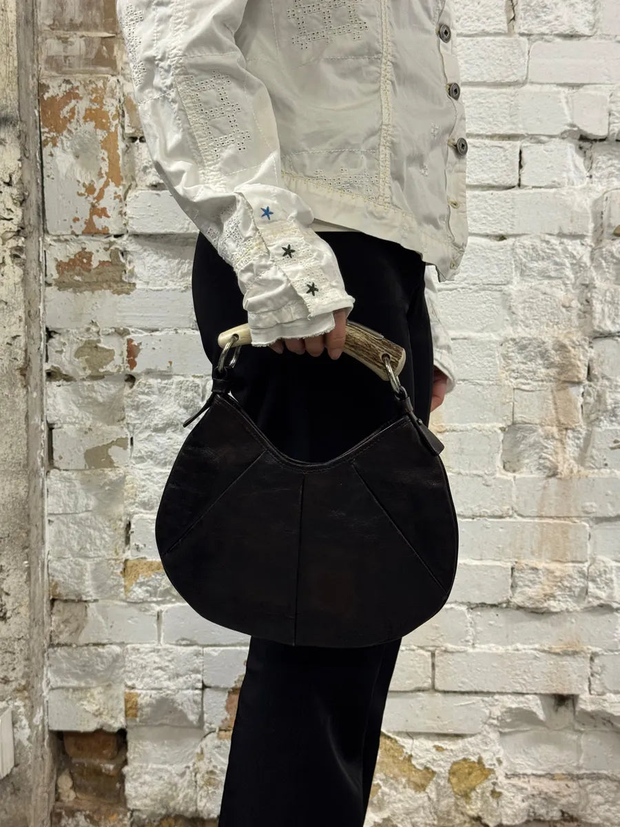 FW2001 Yves Saint Laurent Mini Mombasa Horn Oil Spill Black Leather Bag VDQMtZH 1