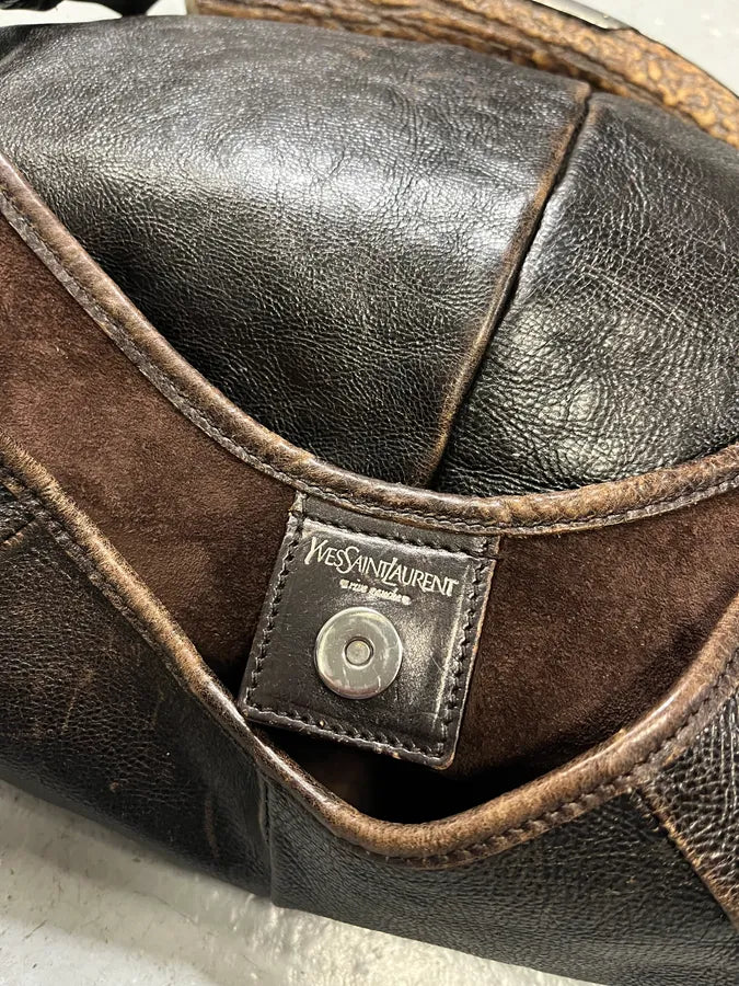 FW2001 Yves Saint Laurent Tom Ford Mombasa Horn Dark Brown Leather Handle Bag (OS) 10