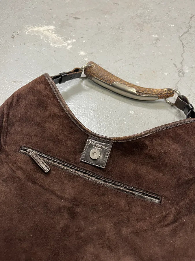 FW2001 Yves Saint Laurent Tom Ford Mombasa Horn Dark Brown Leather Handle Bag (OS) 13