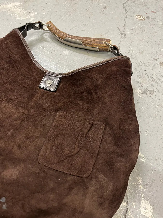FW2001 Yves Saint Laurent Tom Ford Mombasa Horn Dark Brown Leather Handle Bag (OS) 9
