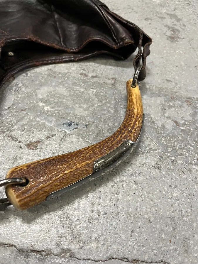 FW2001 Yves Saint Laurent Tom Ford Mombasa Organic Horn Handle Dark Brown Leather Bag cNlSIoh 3