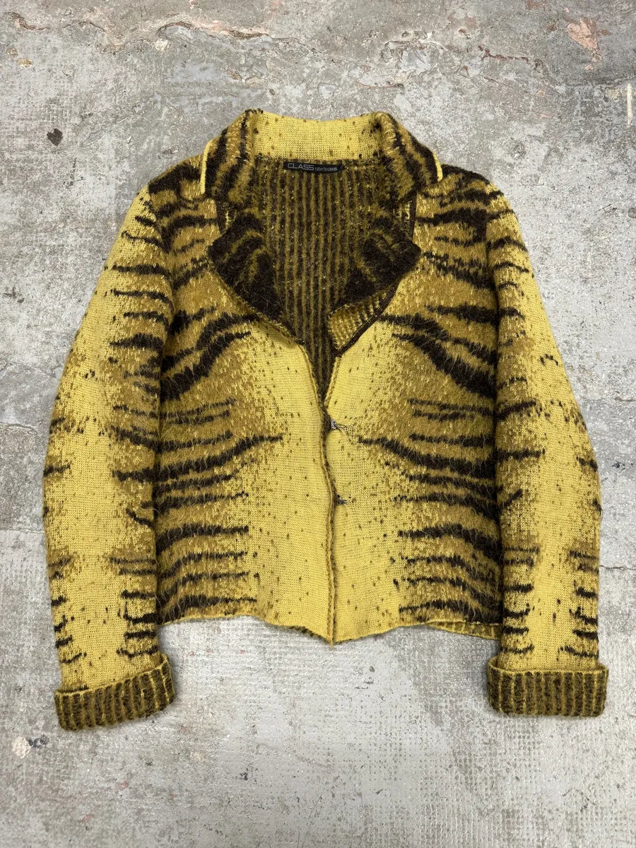 FW2002 Cavalli Safari Yellow Tiger Wool Mohair Cardigan karoCtB 0