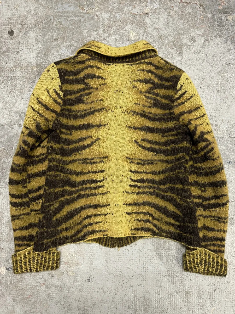 FW2002 Cavalli Safari Yellow Tiger Wool Mohair Cardigan karoCtB 1