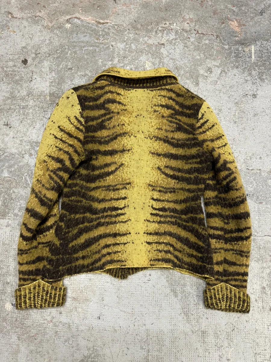 FW2002 Cavalli Safari Yellow Tiger Wool Mohair Cardigan karoCtB 2