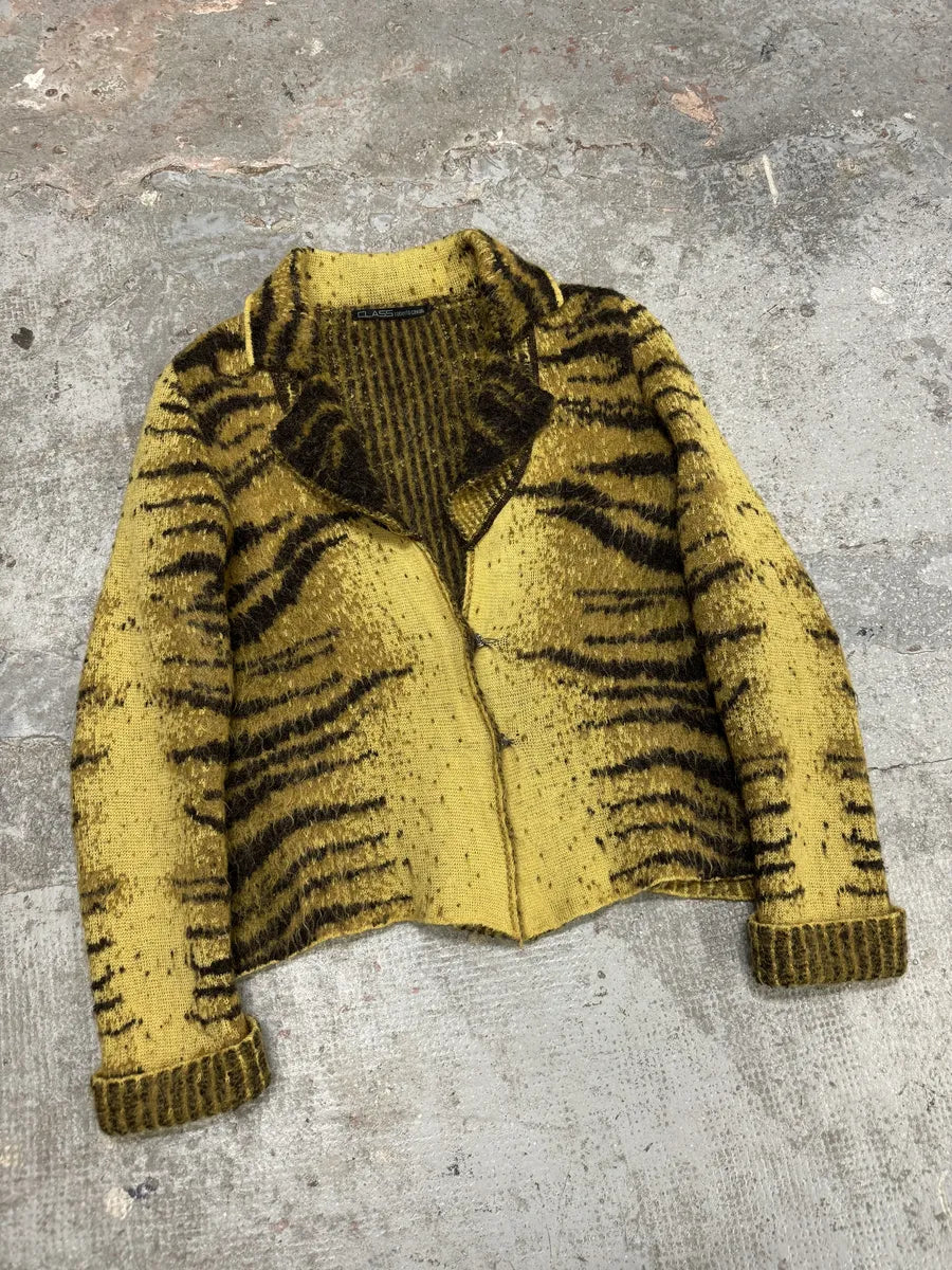 FW2002 Cavalli Safari Yellow Tiger Wool Mohair Cardigan karoCtB 3