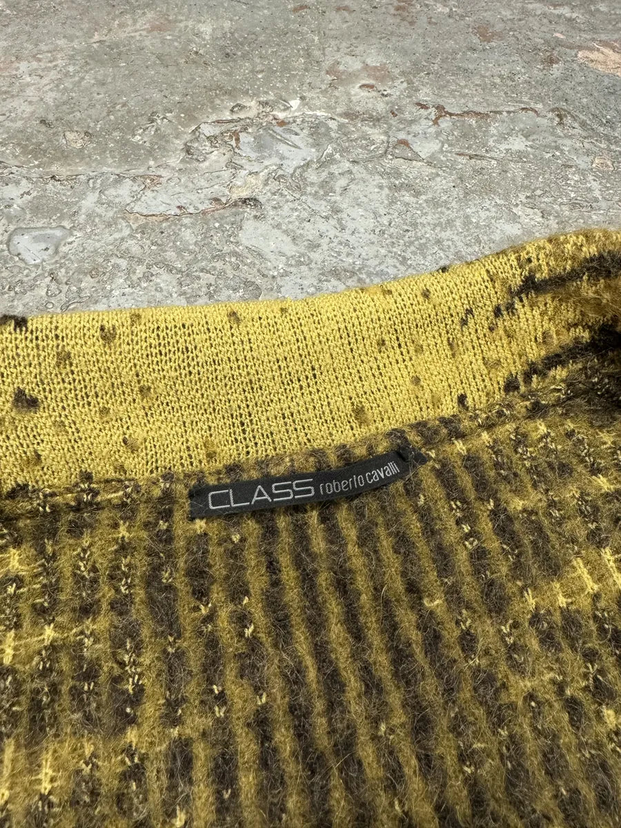 FW2002 Cavalli Safari Yellow Tiger Wool Mohair Cardigan karoCtB 8