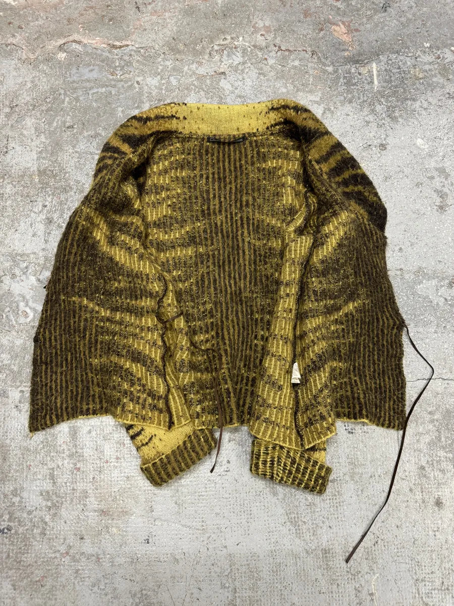 FW2002 Cavalli Safari Yellow Tiger Wool Mohair Cardigan karoCtB 9