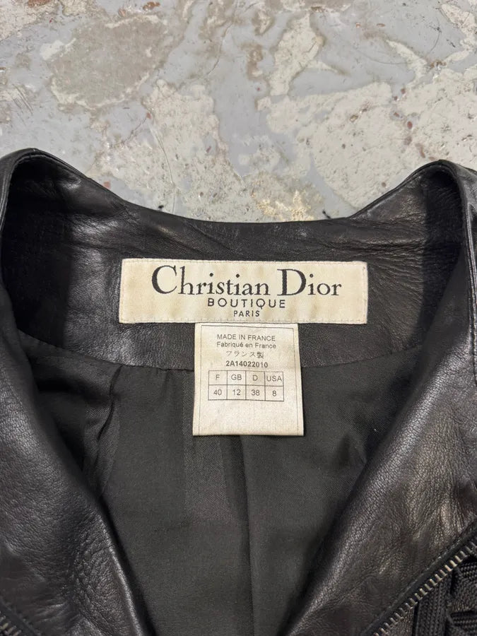 FW2002 Christian Dior Black Lamb Leather Corset Lace-Up Jacket by John Galliano RXEUUQO 8
