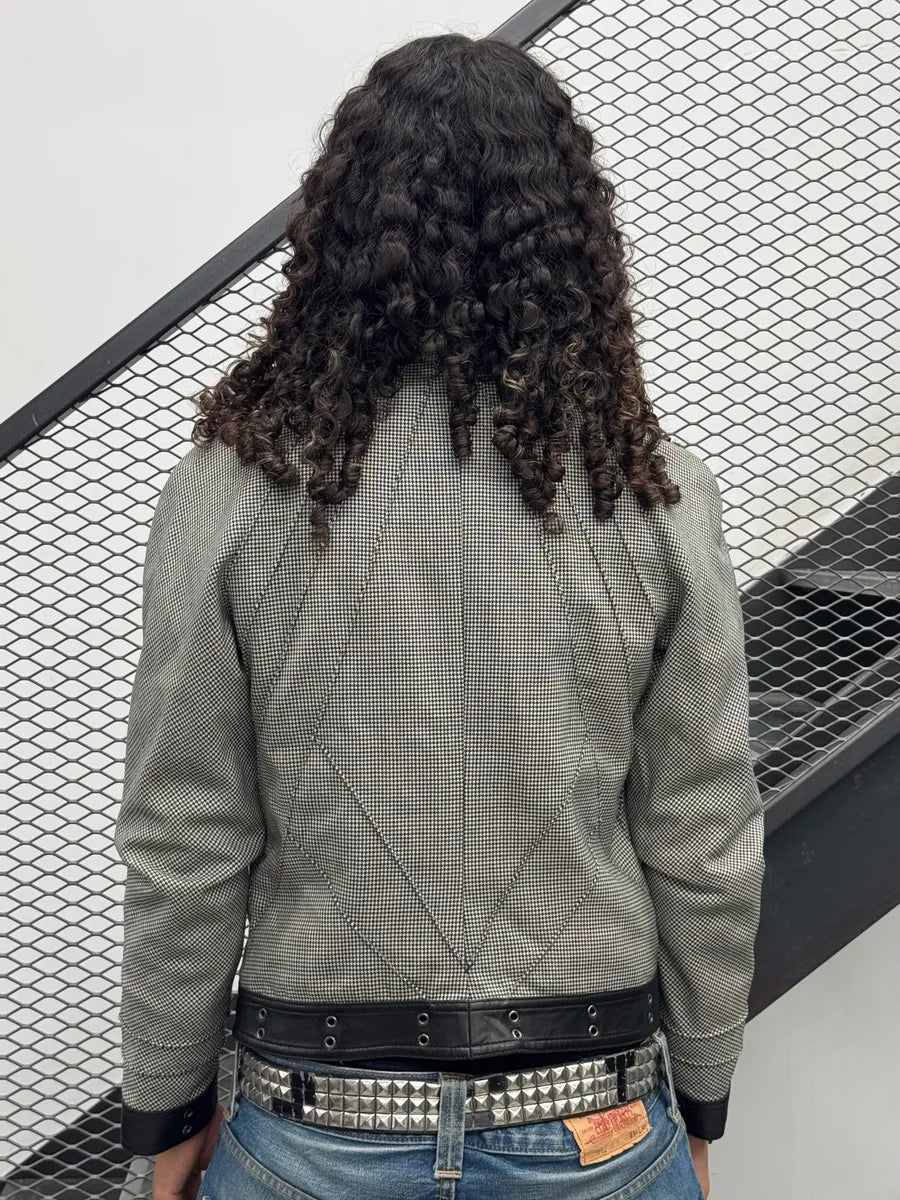 FW2002 Christian Dior Checkered Wool & Leather White Jacket by Galliano pDnKBDG 2