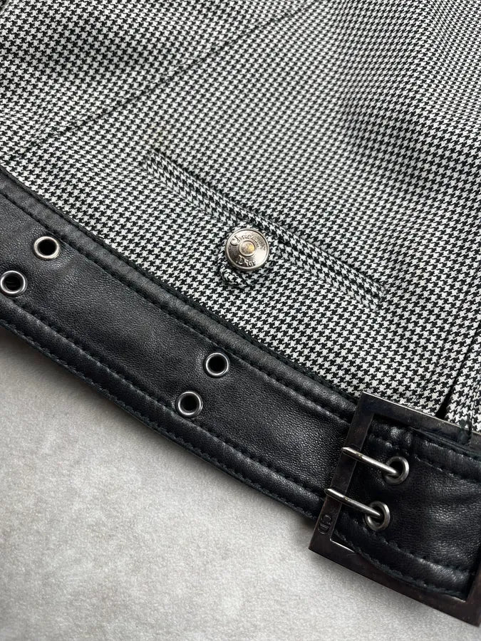 FW2002 Christian Dior Checkered Wool & Leather White Jacket by Galliano pDnKBDG 6