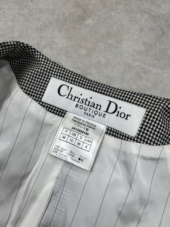 FW2002 Christian Dior Checkered Wool & Leather White Jacket by Galliano pDnKBDG 9