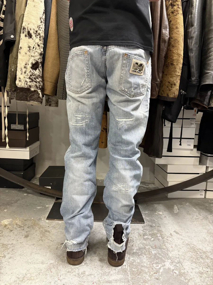 FW2002 Dolce & Gabbana Blue Distressed Denim Jeans pxqnVsC 1
