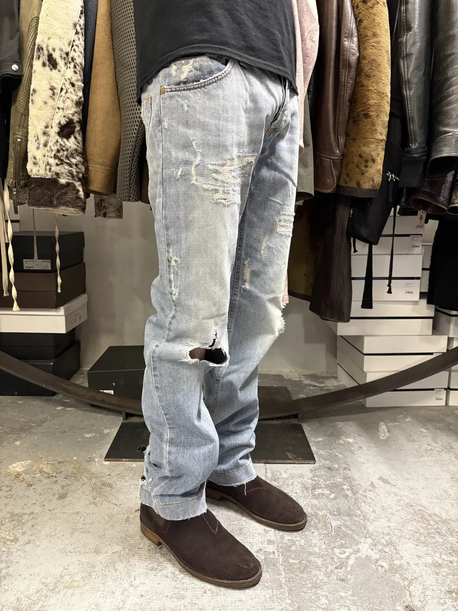 FW2002 Dolce & Gabbana Blue Distressed Denim Jeans pxqnVsC 2