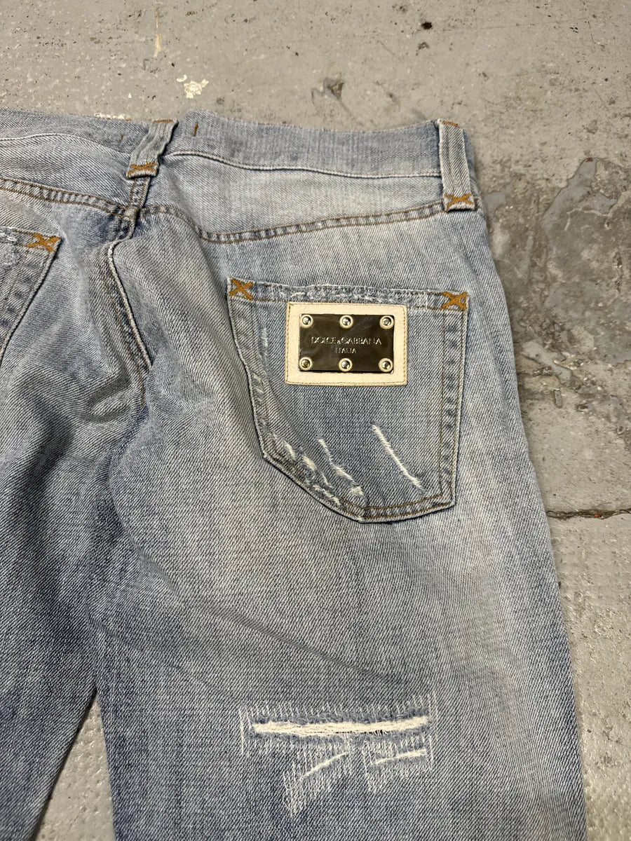 FW2002 Dolce & Gabbana Blue Distressed Denim Jeans pxqnVsC 5