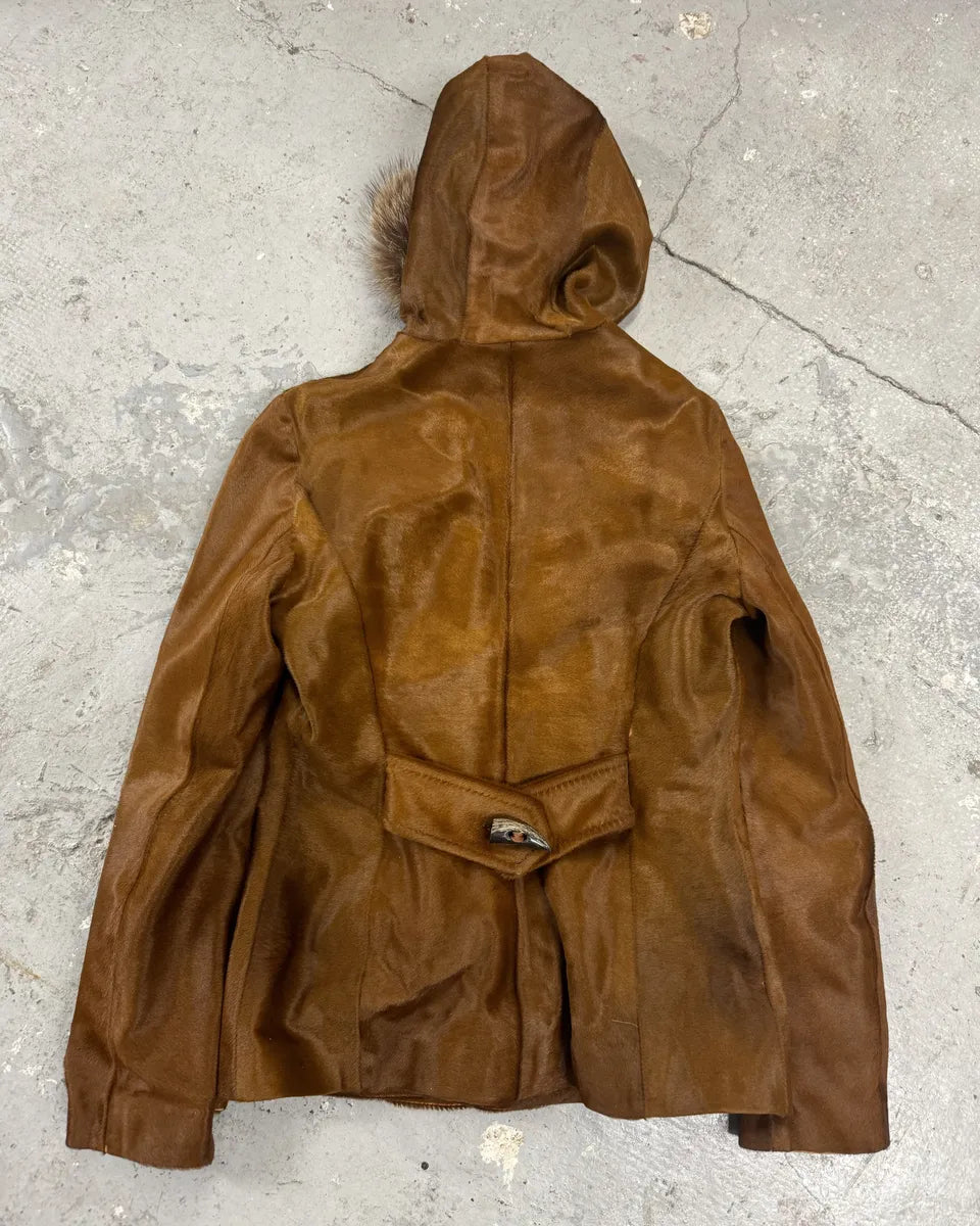 FW2002 Dolce & Gabbana Pony Hair Camel Calf Leather Duffle Coat (M/L) xeGVmWk 1