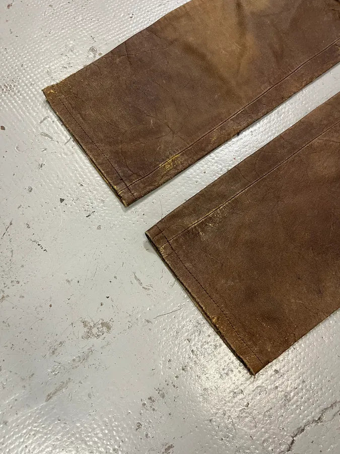 FW2002 Dsquared2 Brown Leather Eroded Pants WlbzIUl 6