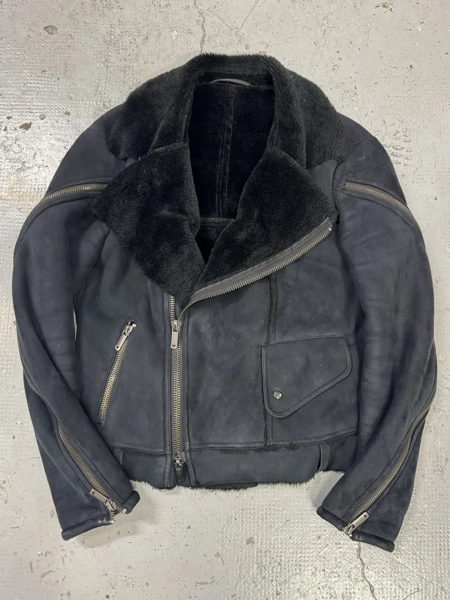 FW2002 Emporio Armani Navy Arm Zips Bomber Jacket OhftQkO 0