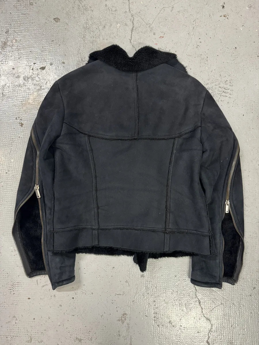FW2002 Emporio Armani Navy Arm Zips Bomber Jacket OhftQkO 1