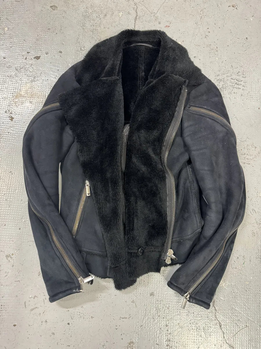 FW2002 Emporio Armani Navy Arm Zips Bomber Jacket OhftQkO 10