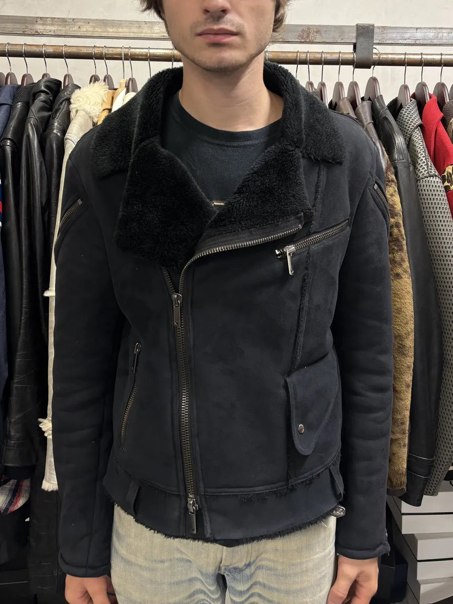 FW2002 Emporio Armani Navy Arm Zips Bomber Jacket OhftQkO 2