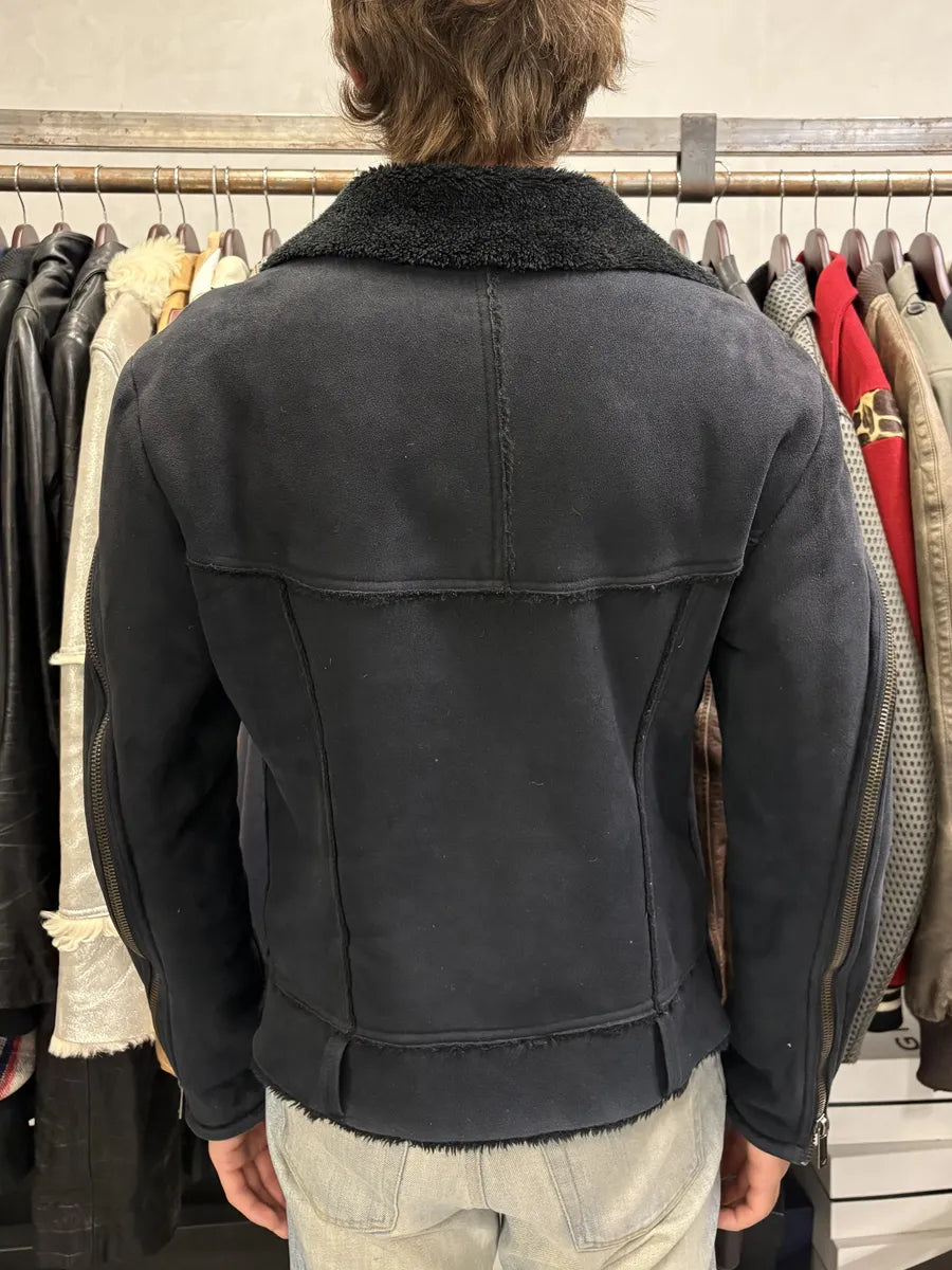 FW2002 Emporio Armani Navy Arm Zips Bomber Jacket OhftQkO 3