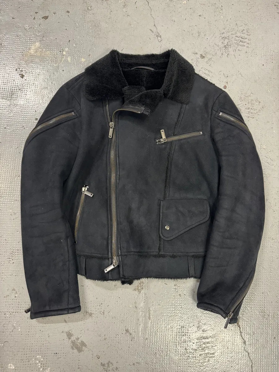 FW2002 Emporio Armani Navy Arm Zips Bomber Jacket OhftQkO 5