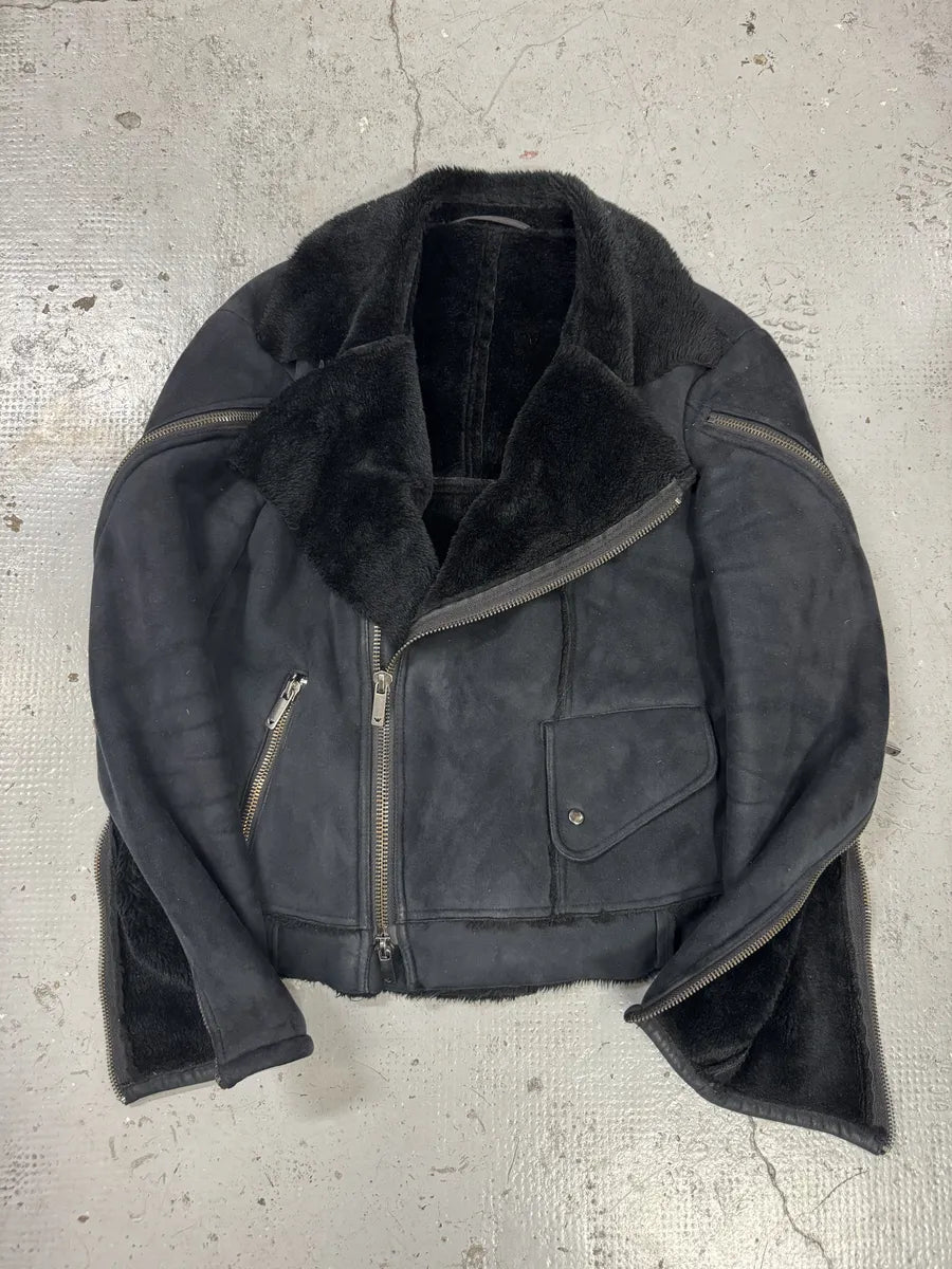 FW2002 Emporio Armani Navy Arm Zips Bomber Jacket OhftQkO 7