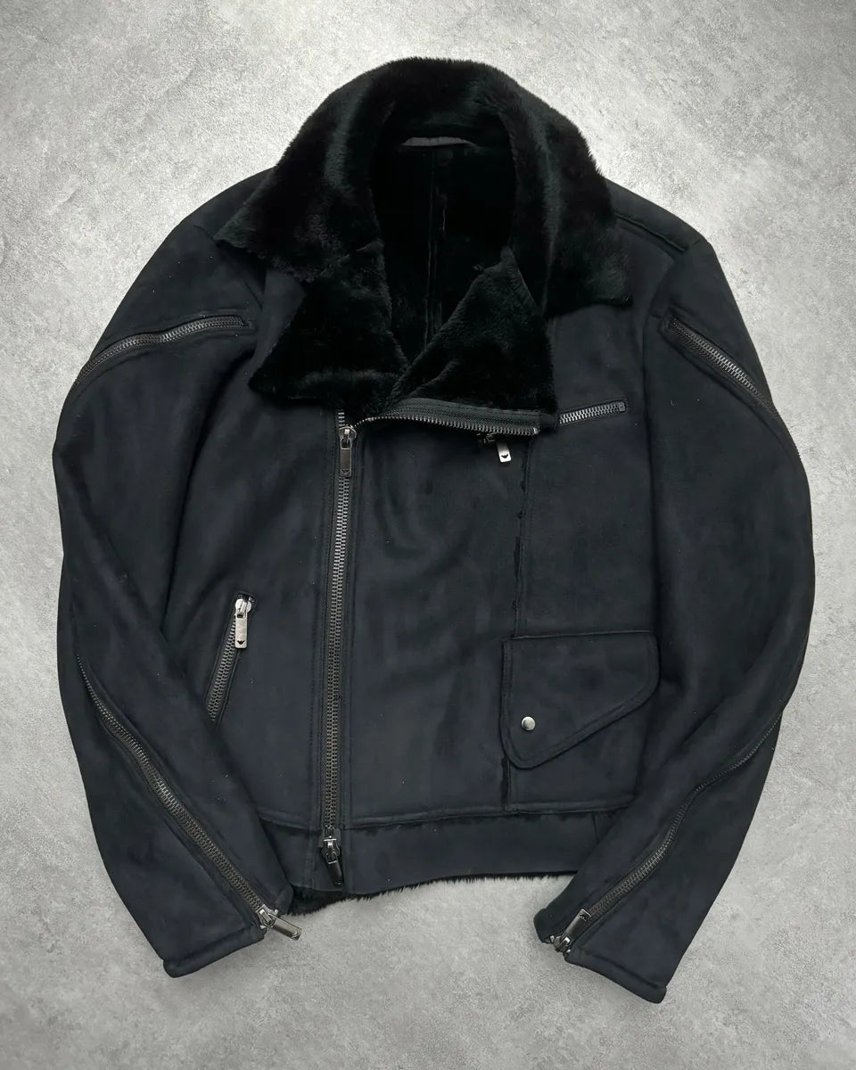 FW2002 Emporio Armani Tornado Arm Zips Asymmetrical Navy Jacket (L) ZYKvHkh 1