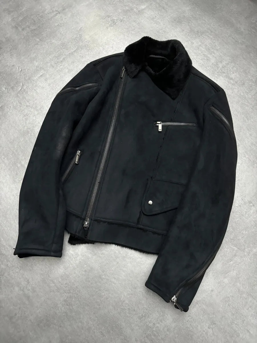 FW2002 Emporio Armani Tornado Arm Zips Asymmetrical Navy Jacket (L) ZYKvHkh 10
