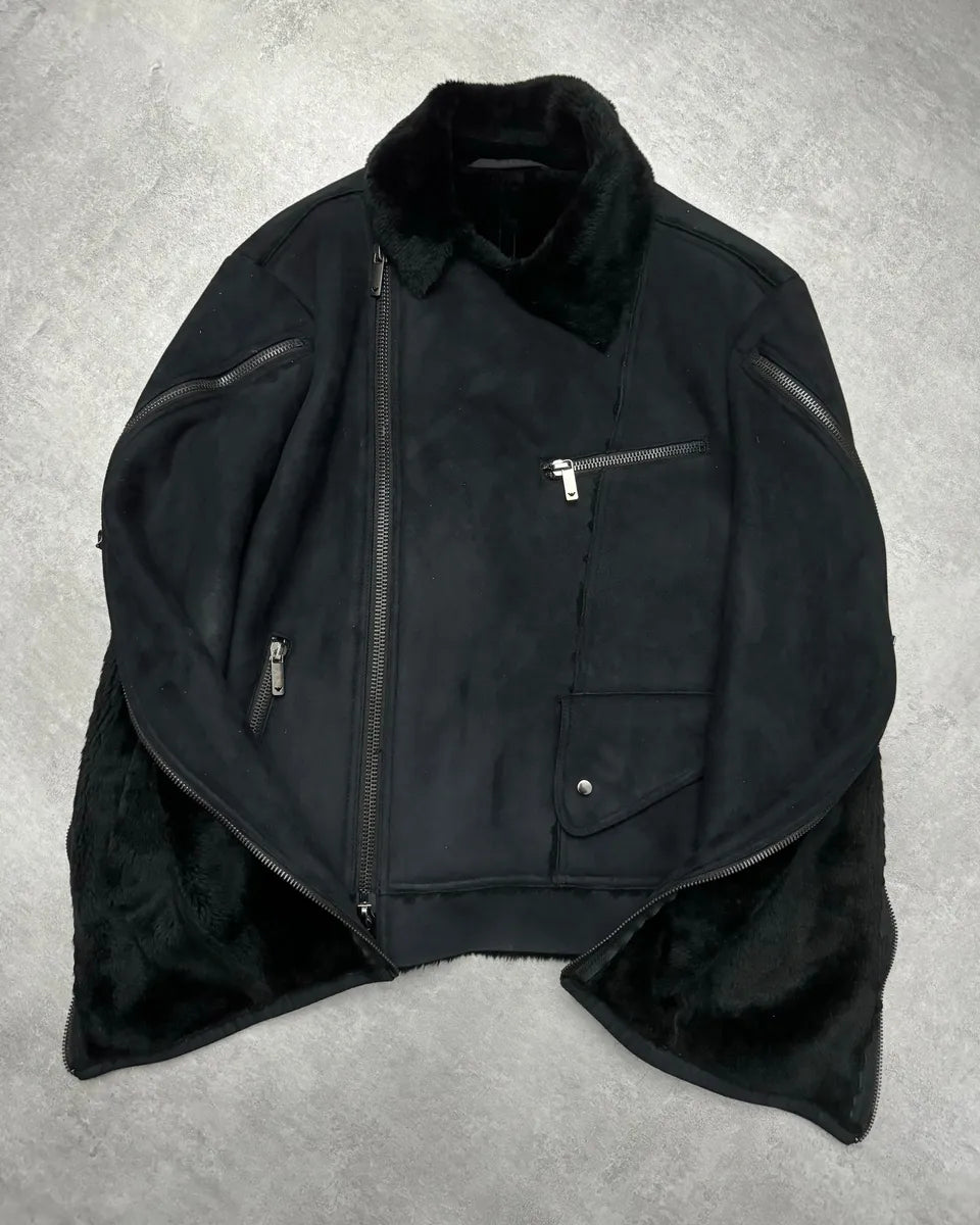 FW2002 Emporio Armani Tornado Arm Zips Asymmetrical Navy Jacket (L) ZYKvHkh 3