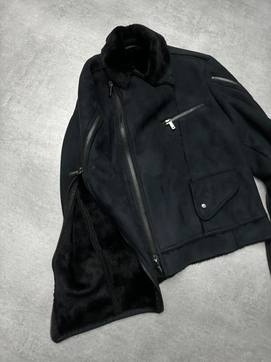 FW2002 Emporio Armani Tornado Arm Zips Asymmetrical Navy Jacket (L) ZYKvHkh 9