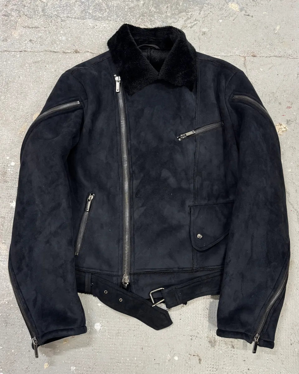 FW2002 Emporio Armani Tornado Arm Zips Asymmetrical Navy Jacket LiIpLWc 0